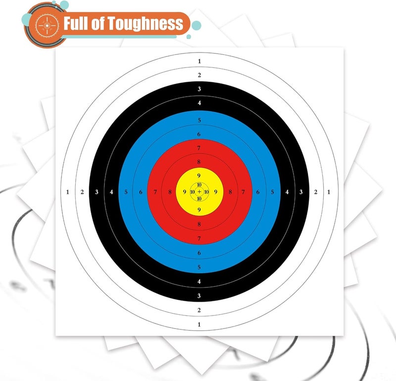 MOLFUJ Archery Targets Paper, 20pcs/50pcs Bow and Arrow Targets for Hunting Backyard, Archery Target Practice Accessories(10 Rings/5 Rings,16x16/15.7x15.7in) - Image 5